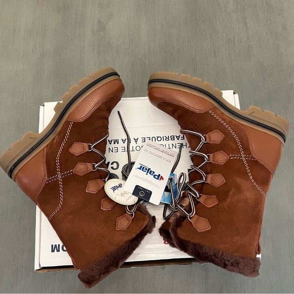Pajar Valerie S Brown Leather Shearling Ice Gripper Waterproof Mid-Calf Boot 5.5 - Picture 5 of 15